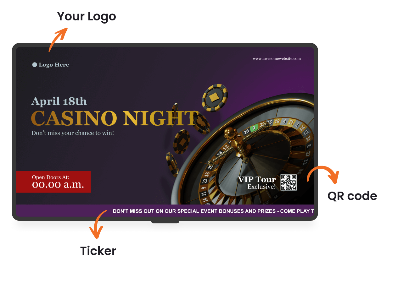 Casino ve oyun alanları ikinci ekran örneği